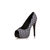 Black and White Leather Checkerboard Peep Toe Pump