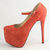 Christian Louboutin Orange Suede Leather Hidden Platform Mary Jane Pump