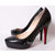 Black Lambskin Leather Red Sole(Platform) Pump