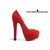 Red Suede Leather Ultra High Hidden Platform Pump