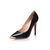 Black leather metal point head pump