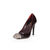 Claret patent leather metal studs pointed head pump