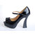 Black Patent Leather Peep Toe Mary Jane Pump