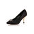 Black Satin Pointed Pump with Diamond Square Logo