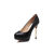 Black leather platform pump